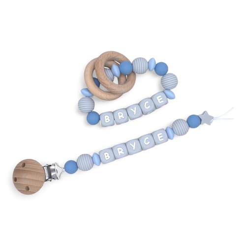 Handmade Personalized Baby Pacifier Clips Rattle Rings