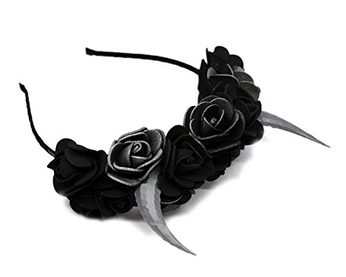 Handmade Black Silver Horns Headband for Baby