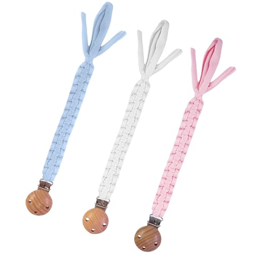 Maveek Braided Pacifier Clips 3 Pack Neutral Colors