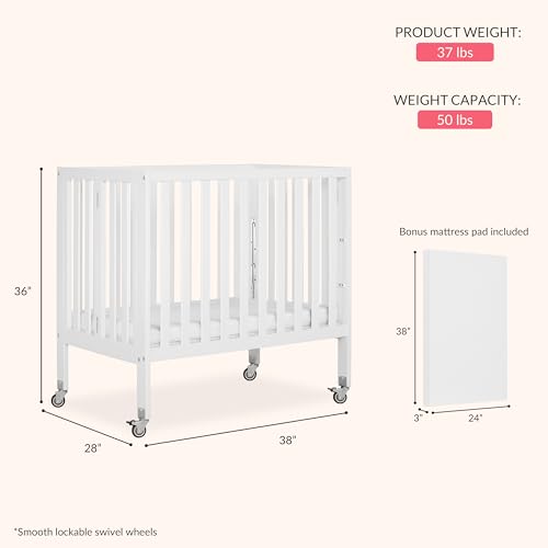 Dream On Me Jett Folding Convertible Crib