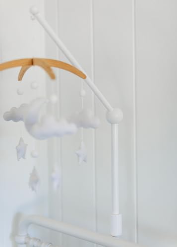 Baby Crib Mobile Arm Holder - Natural Beechwood 31 Inch White