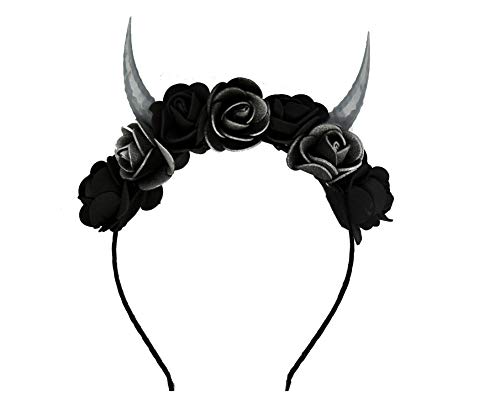 Handmade Black Silver Horns Headband for Baby