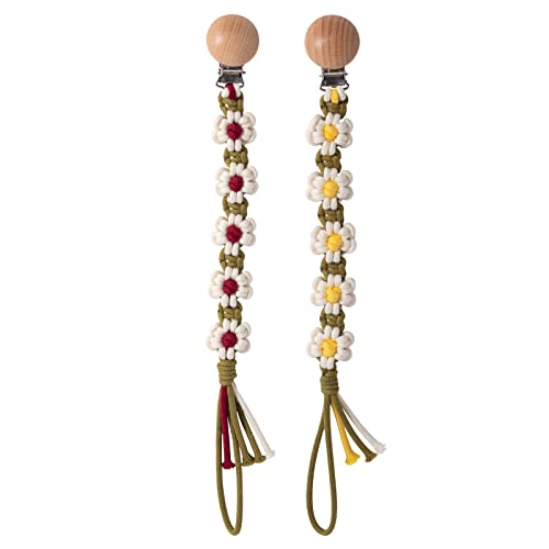 Symbolife Floral Daisy Pacifier Clip Holder