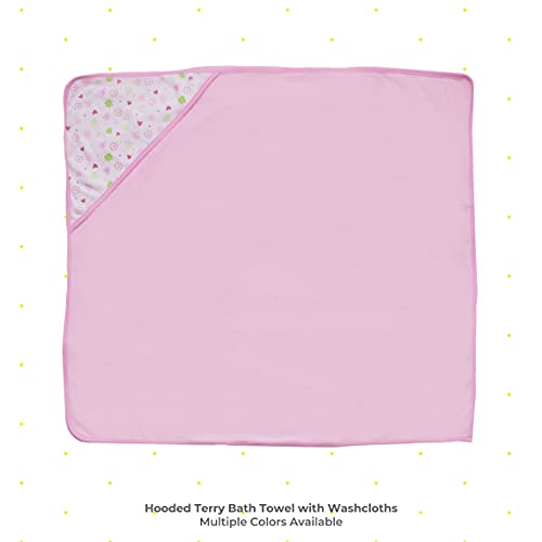 Spasilk Pink Butterfly Bath Hooded Towels Washcloths Set