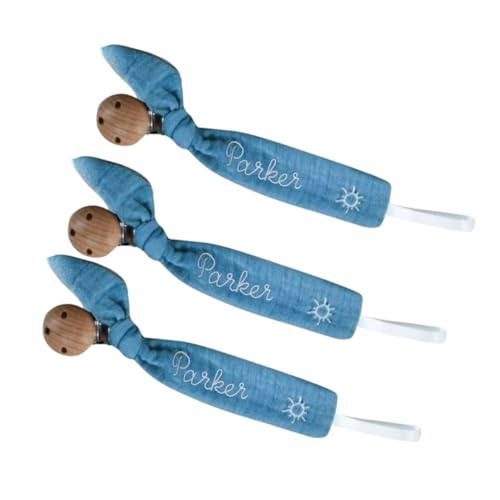 Wooden Letter Pacifier Clip with Custom Embroidery