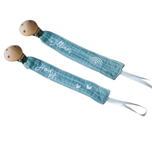 Custom Embroidered Pacifier Clip Holder 6x1 Inch Secure Metal Clasp