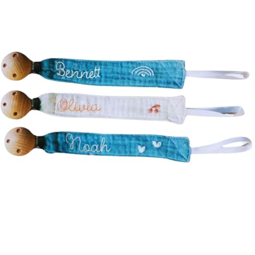 Handmade Pacifier Clip with Embroidery for Baby