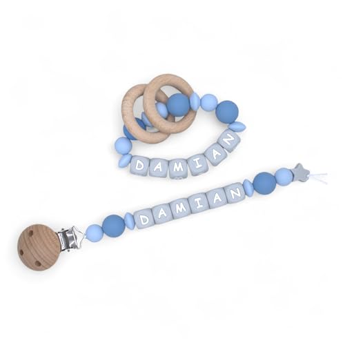 Handmade Personalized Baby Pacifier Clips Rattle Rings