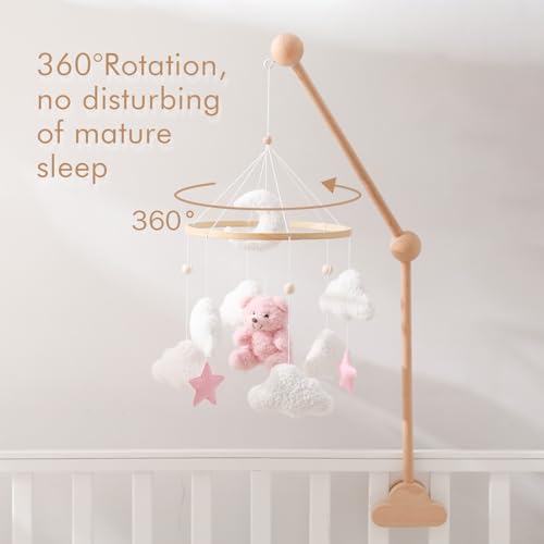 EERKEOD Velvet Bear Nursery Mobile for Crib
