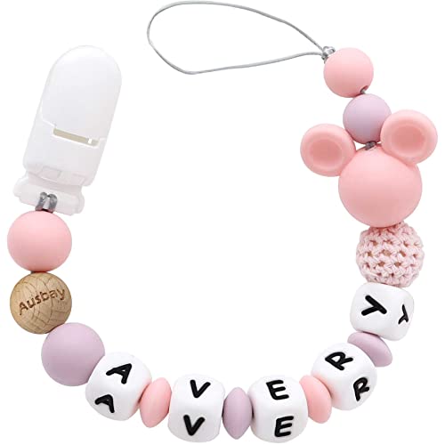 Personalized Pacifier Clip with Name - Custom Baby Gift Pink