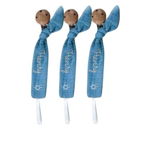 Custom Wooden Letter Pacifier Clip with Embroidery
