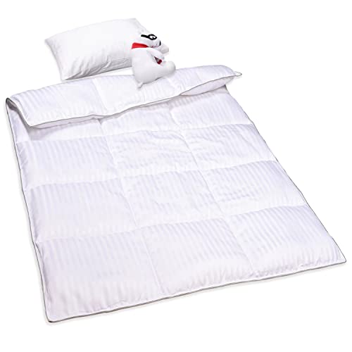 ZPECC Toddler Comforter 39x47 White Stripe Hypoallergenic Blanket Quilt