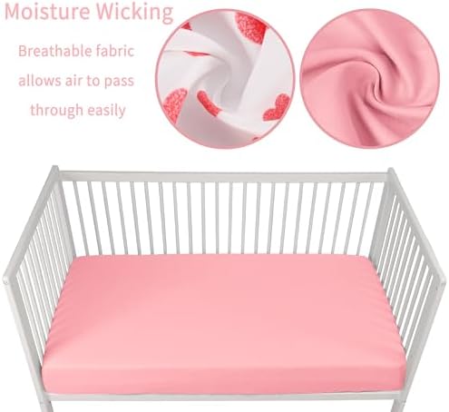 GUNTAIL Baby Crib Sheets 2 Pack Love Pink 1