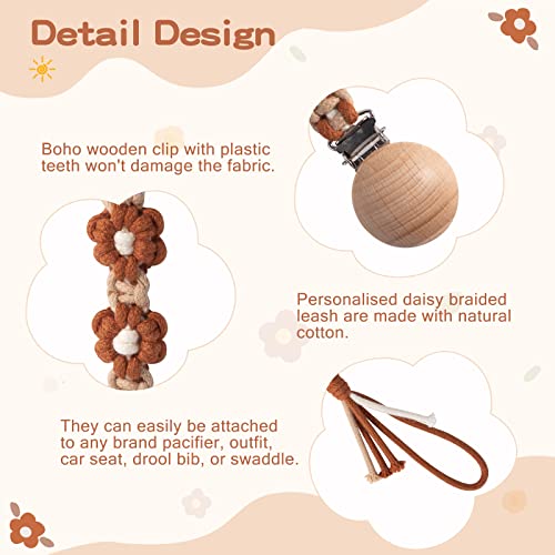 Floral Daisy Macrame Pacifier Clip Holder