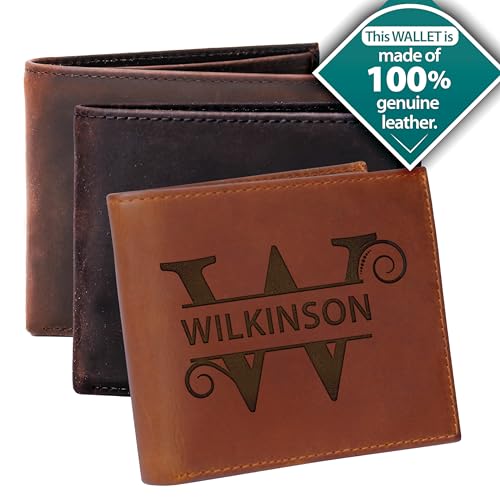 Personalized Leather Wallet for Men - Custom Initials Design