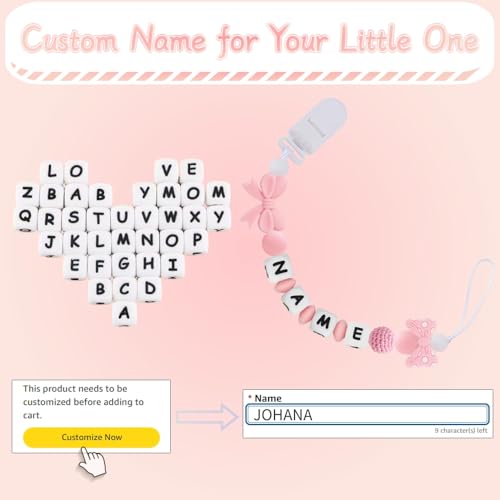 Verxcty Personalized Pacifier Clip with Name