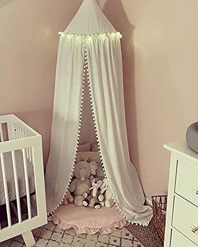 LOAOL Bed Canopy with Pom Pom for Kids Crib