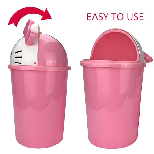 2 Gallon Cute Pink Kids Trash Can for Bedroom