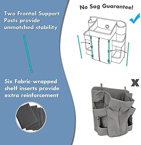 Premium Nursery Organizer and Baby Diaper Caddy Grey