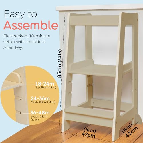Stepup Baby Toddler Tower - Adjustable Height Step Stool with Safety Rail 1