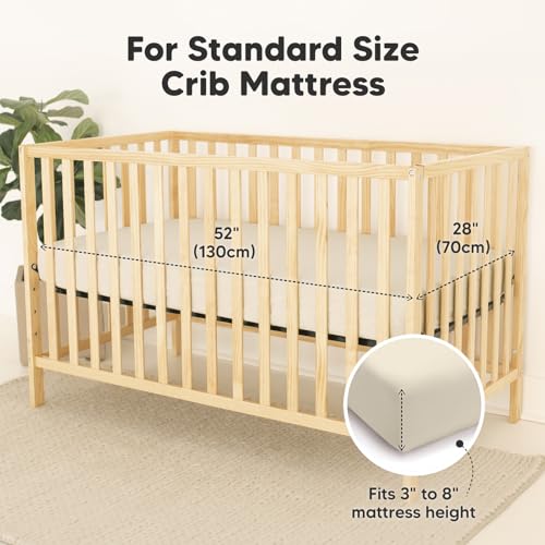 KeaBabies 2-Pack Waterproof Crib Sheets - 52x28 Neutral