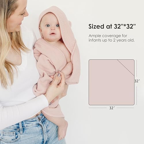 MairMore Hooded Baby Bath Towels - 32x32 Inches Soft Absorbent