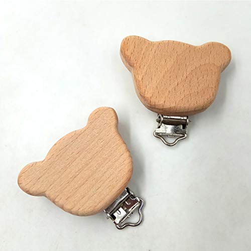 20pcs Natural Wood Pacifier Clips Bear Shape DIY Accessory 1