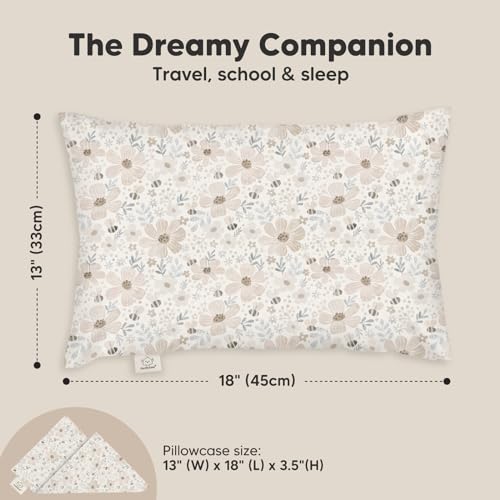 KeaBabies Toddler Pillow with Flora Vale Case