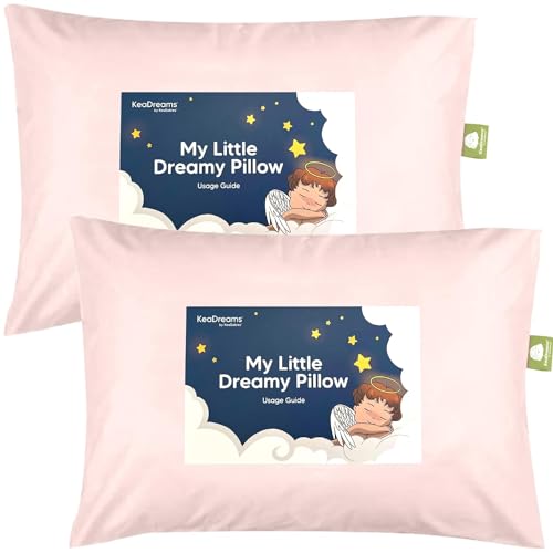 KeaBabies Toddler Pillow 2-Pack Mist Pink
