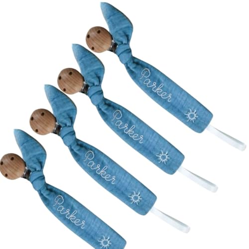 Wooden Letter Pacifier Clip with Custom Embroidery
