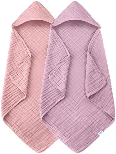 SWEET DOLPHIN Muslin Hooded Bath Towels 2 Pack Light Sakura