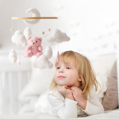 EERKEOD Velvet Bear Nursery Mobile for Crib