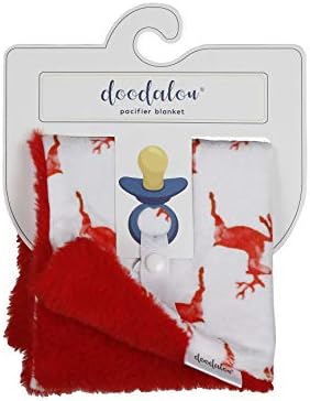 Doodalou Minky Faux Fur Pacifier Blanket Red Reindeer