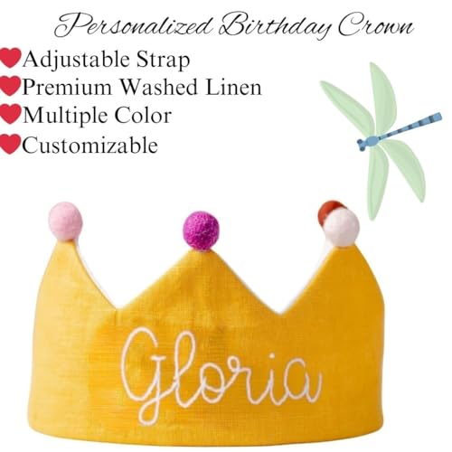 Handmade Mustard Birthday Crown with Custom Name