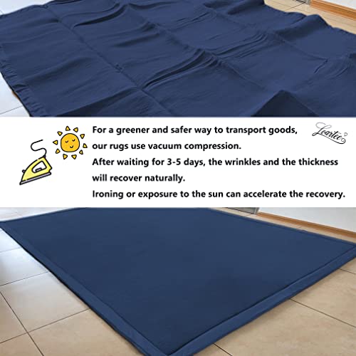 Loartee Nursery Rug Dark Blue Velvet Play Mat