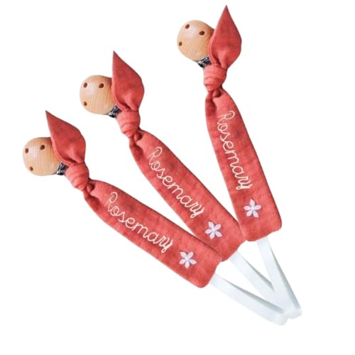 Personalized Wooden Pacifier Clip with Embroidery