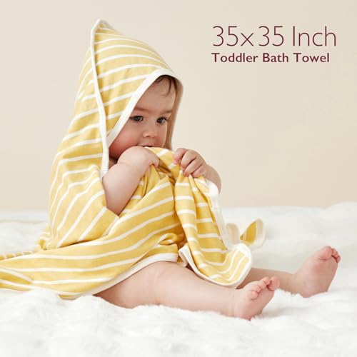 Momcozy Hooded Baby Towel Set 2 Pack Large 35x35 Inch