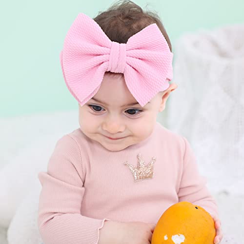 Cinaci 12 Pack Stretchy Elastic Wide Nylon Headbands for Baby Girls