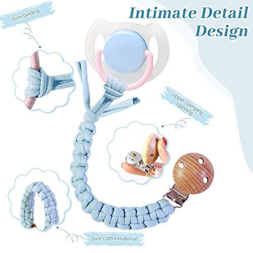 Maveek Braided Pacifier Clips 3 Pack Neutral Colors