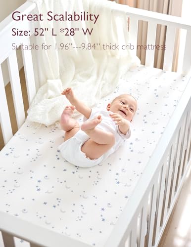 Momcozy Blue Star Moon Muslin Crib Sheets 2 Pack