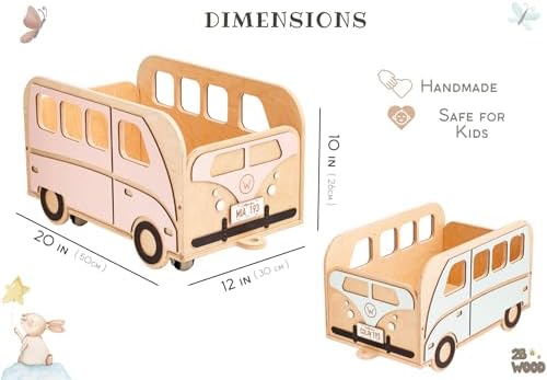 Personalized Wooden Toy Box with Wheels for Kids