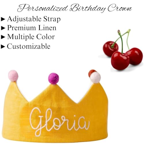 Handmade Mustard Birthday Crown with Custom Name