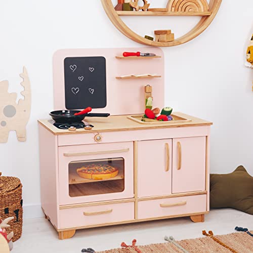 Kids Wooden Pretend Play Kitchen Montessori Furniture
