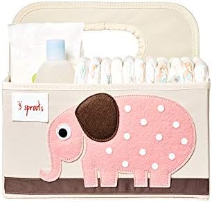 3 Sprouts Elephant Diaper Caddy - Nursery Organizer Tote Bag