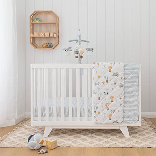 Living Textiles Baby Mobile - Sky Hot Air Balloon 12 Lullabies Calming Soother Blue