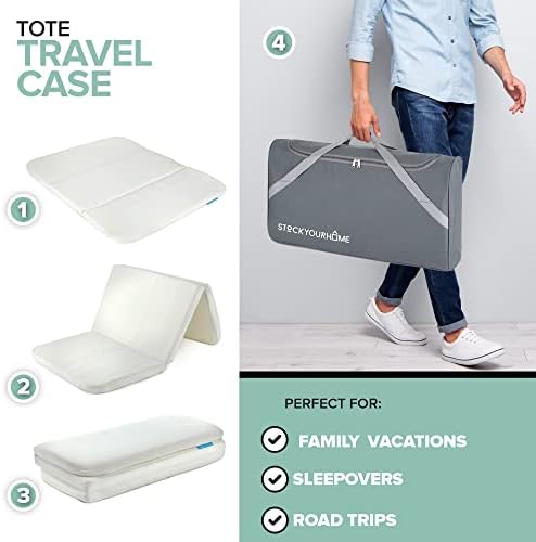 Foldable Travel Pack n Play Mattress Pad with Waterproof Cover and Tote Bag