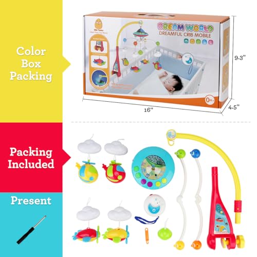 Elf Lab Baby Musical Crib Mobile with Remote Control and Star Projector