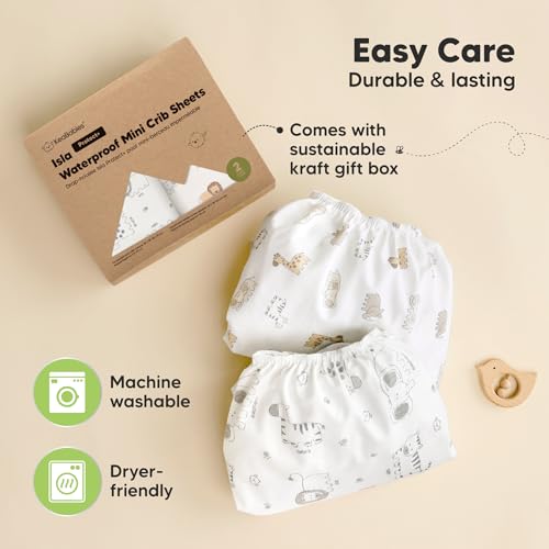 KeaBabies 2-Pack Waterproof Pack and Play Sheets - 38 x 26 Viscose Bamboo