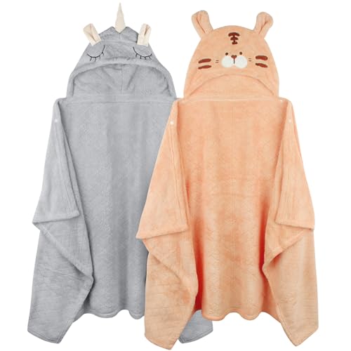 FUBANRAY Toddler Bath Towel 2-Pack with Hood