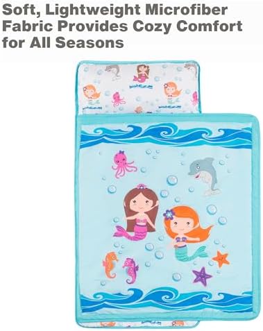 EVERYDAY KIDS Toddler Nap Mat with Pillow - Underwater Mermaids Design